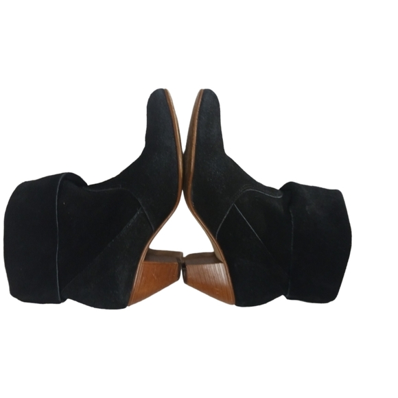 Convertable Black Suede Fold Down Ankle Boots Booties - Picture 4 of 13